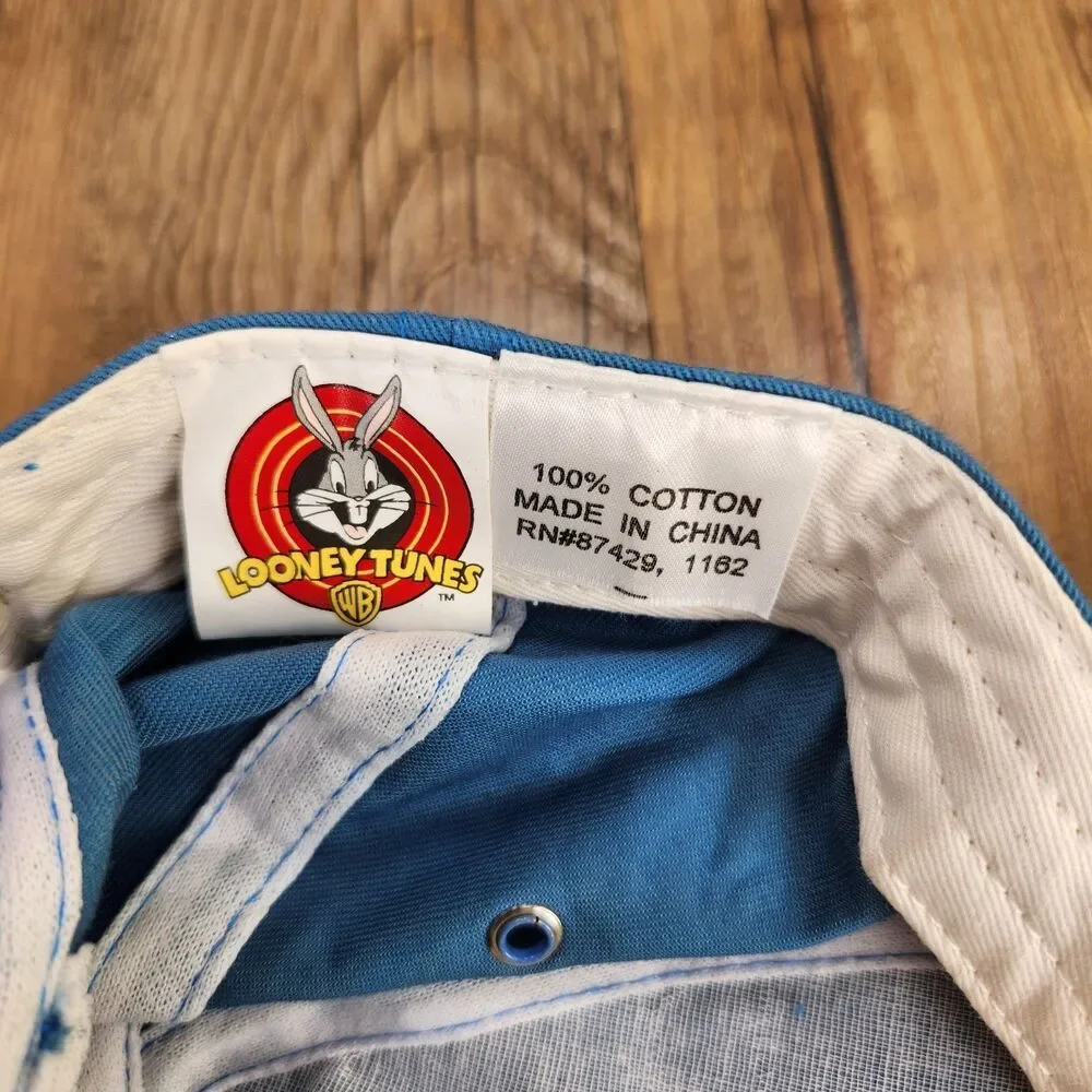 VTG 90s Looney Tunes Tweety Bird Snapback Hat Blue Yellow Adjustable Youth Cap